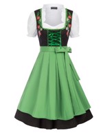 Oktoberkjole - Christine - sød grøn/sort kjole i 3 dele
